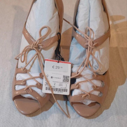 Zara Lace-Up Heels Nude Size 36 New
