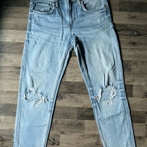Zara jeans size 38 used, light blue ripped denim