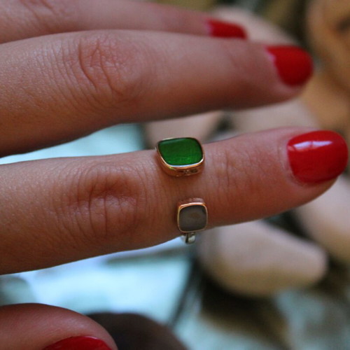 Adjustable ring green-gray new