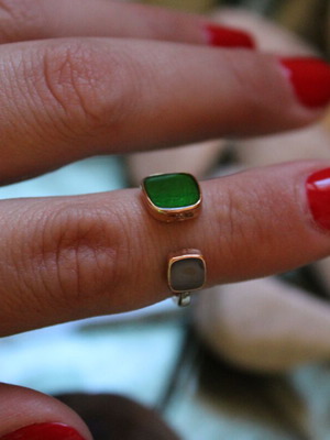 Adjustable ring green-gray new