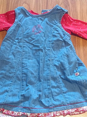 Denim dress with blouse like new, size 92 cm