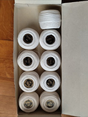 DMC cotton thread blanc neige, pack of 9, mercerized