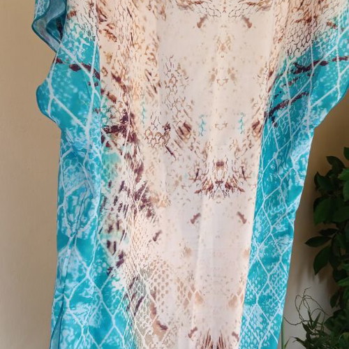 Kaftan new, size L, beige and turquoise