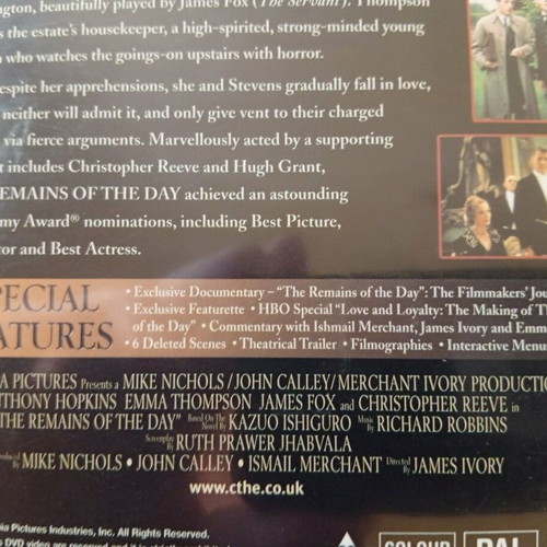 The Remains of the Day DVD by James Ivory, drama romance