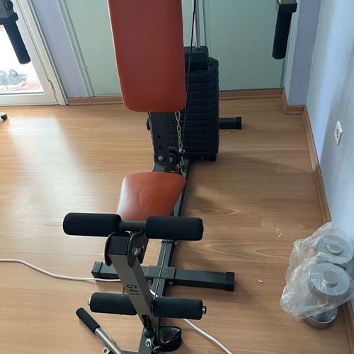 Alpine G41 fitness machine used with 3 handles and adjustable weights