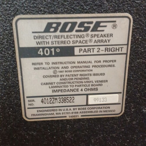 Bose 401 right speaker used with wood damage