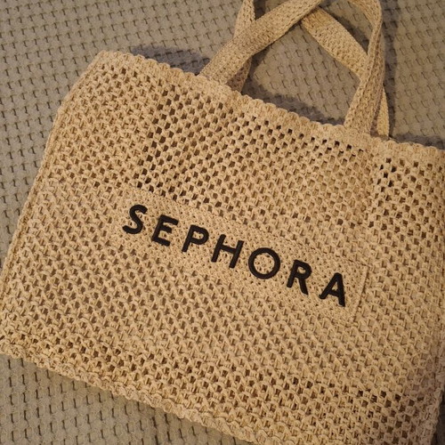 Sephora straw shoulder bag new, beige