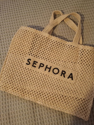 Sephora straw shoulder bag new, beige