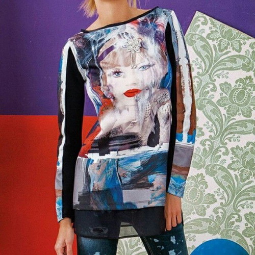 Denny Rose blouse used, blue and black, size S