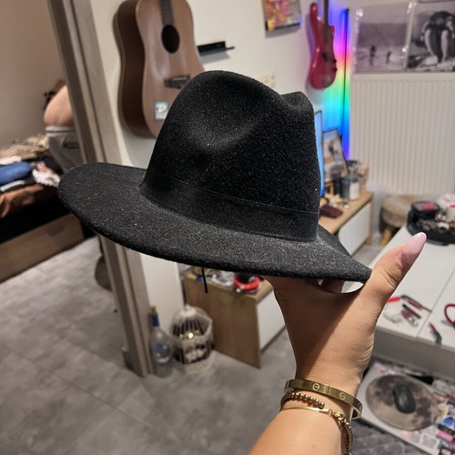 Black Fedora hat one size, like new