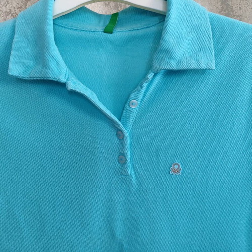 Benetton Polo Shirt L like new, turquoise