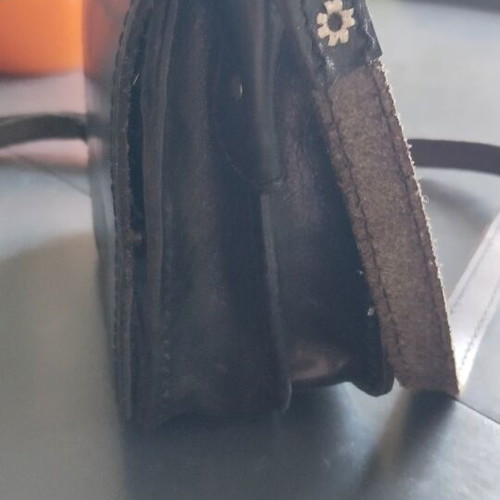 Women's crossbody bag like new, black genuine leather, Greek made