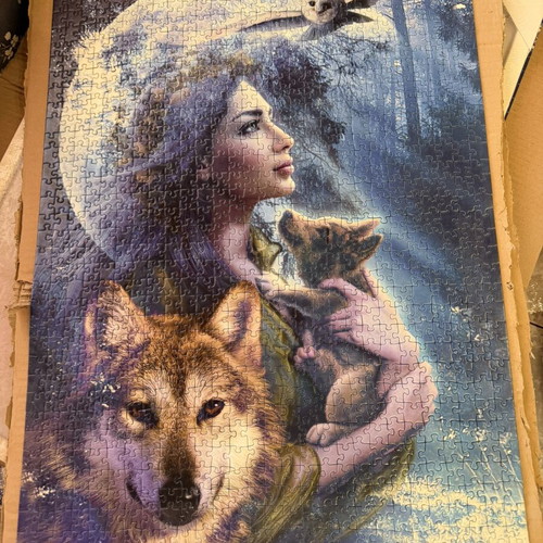Puzzle Felt Roll with Storage and 1000-Piece Fantasy Puzzle Gift