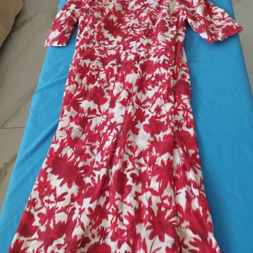 Laurel Red Floral Cotton Dress Set, wrap and slip