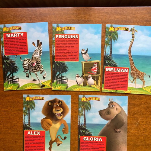 Madagascar collectible cards set of 5, new