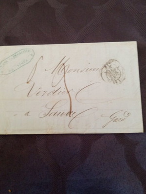 French letter from 1848 used with two stamps, financial correspondence