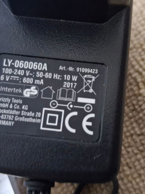Βάση φόρτισης Parkside PLKA 3.6 A1 τροφοδοτικό LY-060060A