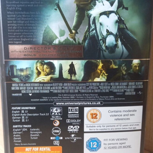 Robin Hood DVD like new with English subtitles Director's Cut