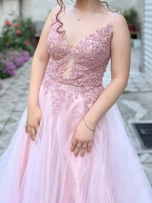 Бална рокля розова, размер S, като ново