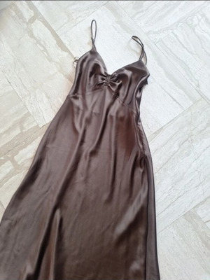 Zara dress with adjustable straps satin, new, brown