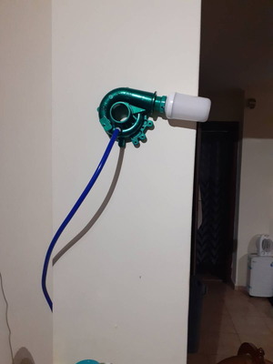 Turbine lamp handmade with flame-effect bulb