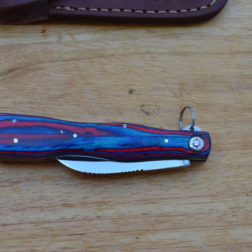 Mushroom Handmade Stainless Steel Folding Knife New with Leather Sheath