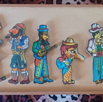 Karagiozis Shadow Puppet Figures Set like new on Wooden Frame
