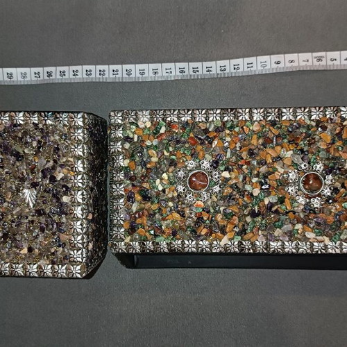 Office organization set like new, wooden with stones and metal decoration