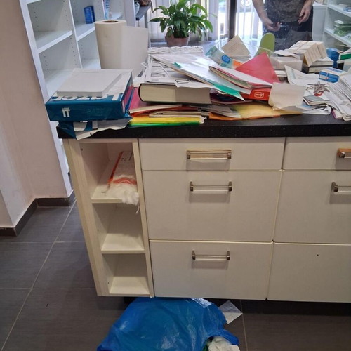 Reception desk used with storage and Plexiglass protection