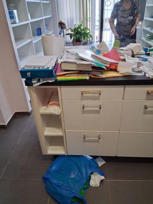 Reception desk used with storage and Plexiglass protection