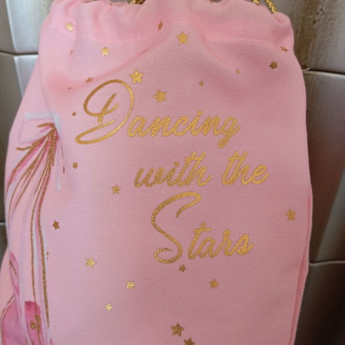 Children's pink drawstring bag with gold details new