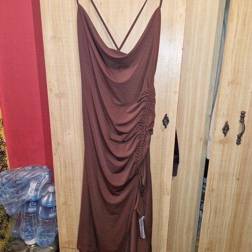 Wrap dress brown new, size L Terranova