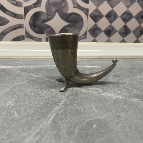 Vintage Pewter Drinking Horn used, Scandinavian style from Norway