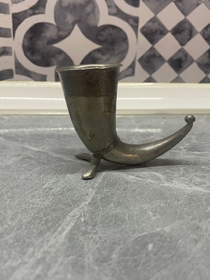 Vintage Pewter Drinking Horn used, Scandinavian style from Norway