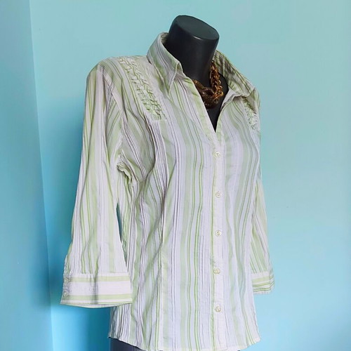 Miss Etam women's shirt like new, green striped, sizes L to XXL