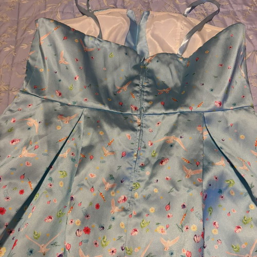 Axel dress size 44 satin like new, blue with floral pattern