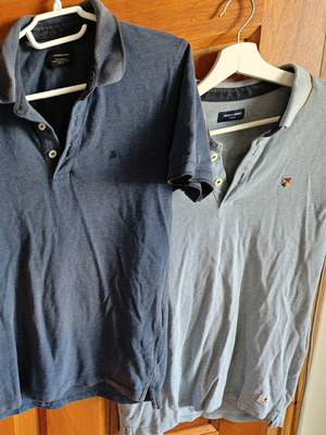 Jack & Jones Slim Fit Polo Shirts used, pack of 2, navy and light grey
