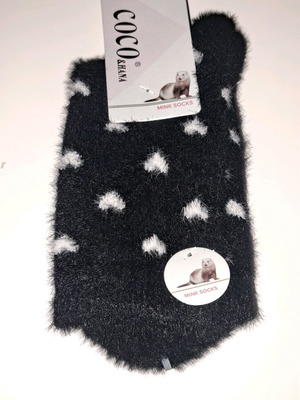 Wool socks new black with hearts size 36-41