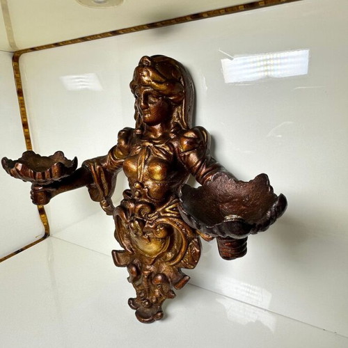 Metal wall candle holder baroque style used