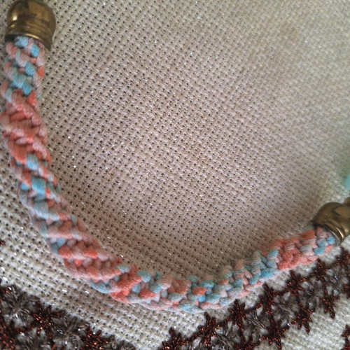 Multifunctional handmade necklace jewelry, orange and turquoise