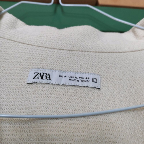 Zara men's shirt ecru new, cotton with rustic effect XL
