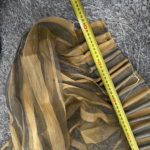 Luxury curtain like new, transparent khaki with wide gold stripes