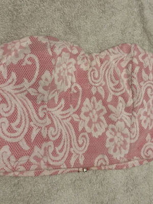 Crop top strapless like new, white and pink, size M