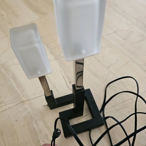 Ikea Korsby double light table lamp used, metal chrome vintage 1990