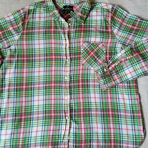 J.Crew women's plaid shirt 3XL like new, red and green
