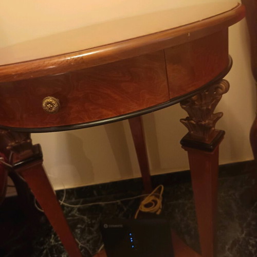 Round table with drawer made of solid wood like new