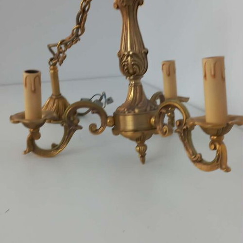 Bronze 3-Light French Louis XV Ceiling Light Like New