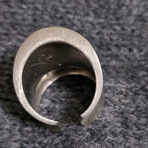 Chunky solid silver 9.25 ring used, textured with adjustable vintage style