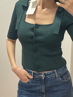 Zara dark green blouse new with buttons, size Small