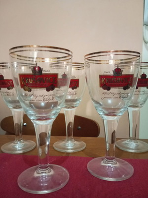 Krusovice beer glasses like new, set of 5 collectible